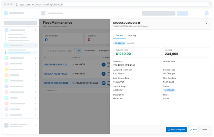 TSentra proactive asset management screen