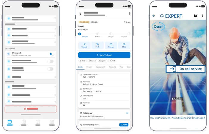 Osra+ mobile app used on a transportation job site