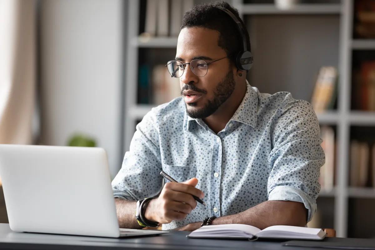 A trainer leading an online role-based training session