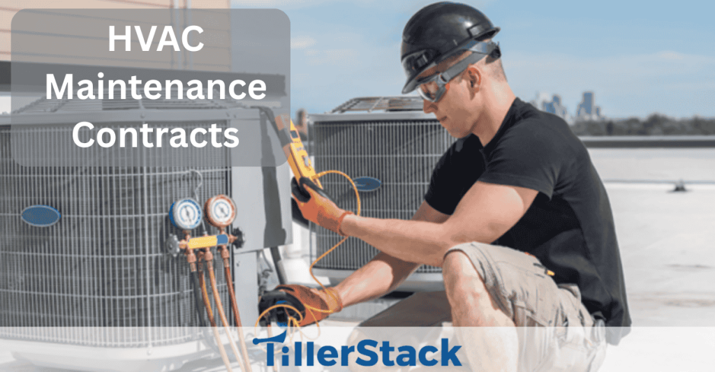 Professional reviewing HVAC maintenance contract before performing system inspection and tune-up